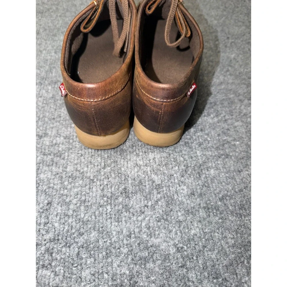 Clarks Padmore Brown Leather Moc Toe Lace Up Shoes Kids 5.5 UK 7.5 US